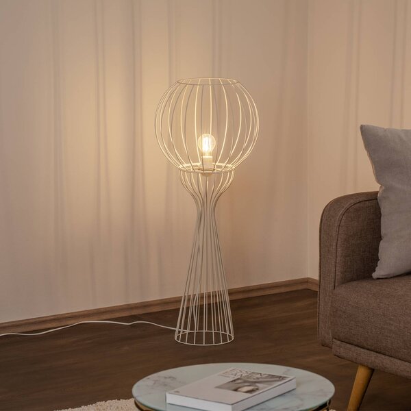 HELAM Stojací lampa Mercure, písek, kov/plast, výška 93 cm, Krémová / jantar, Obývací pokoj / jídelna, kov