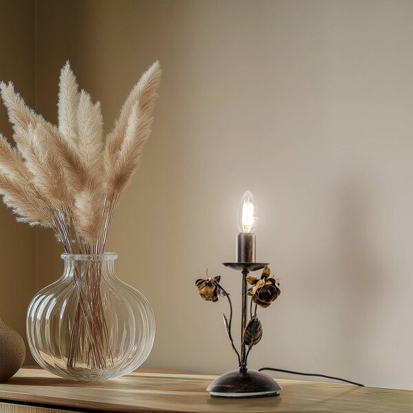 ONLI Stolní lampa Carolina, bronzová barva, 1 světlo, železo, Bronz / starožitná mosaz, Obývací pokoj / jídelna, kov, Florentinský