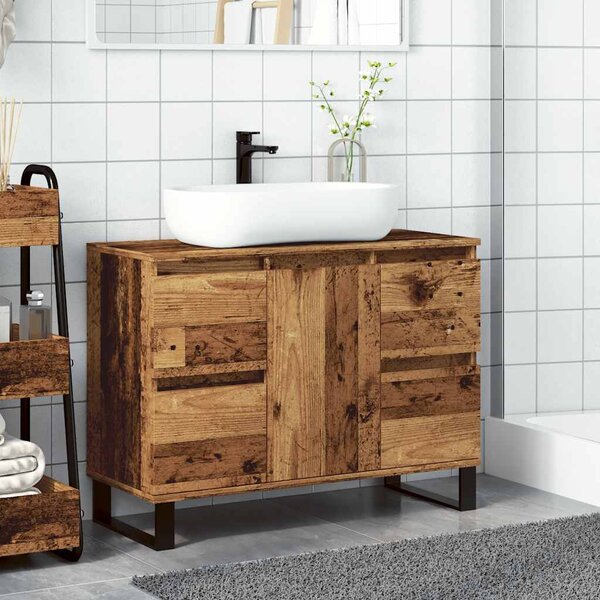 Koupelnová skříňka pod umyvadlo old wood 80x33x60 cm kompozit