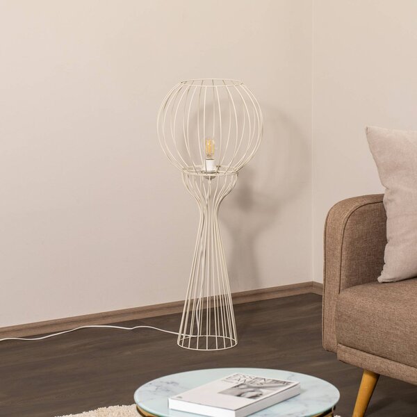 HELAM Stojací lampa Mercure, písek, kov/plast, výška 93 cm, Krémová / jantar, Obývací pokoj / jídelna, kov