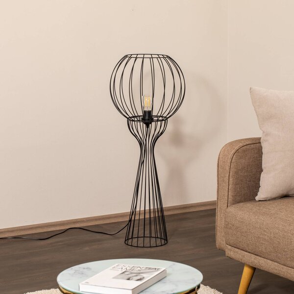 HELAM Stojací lampa Mercure, černá, kov/plast, výška 93 cm, Černá, Obývací pokoj / jídelna, kov