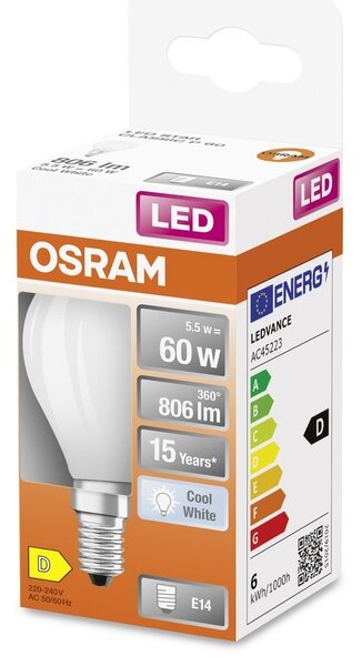Matní LED žárovka E14 5.5 W STAR CLASSIC P, studená bílá