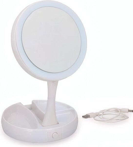 Zrcátko na líčení Grundig s LED osvětlením Úložný prostor Šperky Obyčejné a zvětšovací zrcátko Bílé