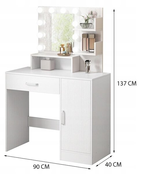 Kosmetická Toaletka Na Make-Up S Led Zrcadlem Moderní Glamour Loft