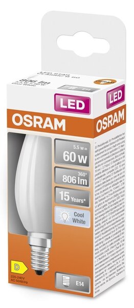 Matní LED žárovka E14 5.5 W STAR CLASSIC B, studená bílá