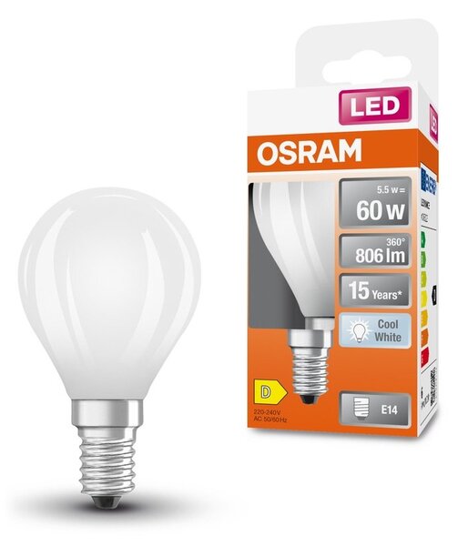 Matní LED žárovka E14 5.5 W STAR CLASSIC P, studená bílá