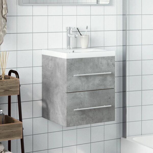 Koupelnová skříňka se zápustným umyvadlem betonově šedá