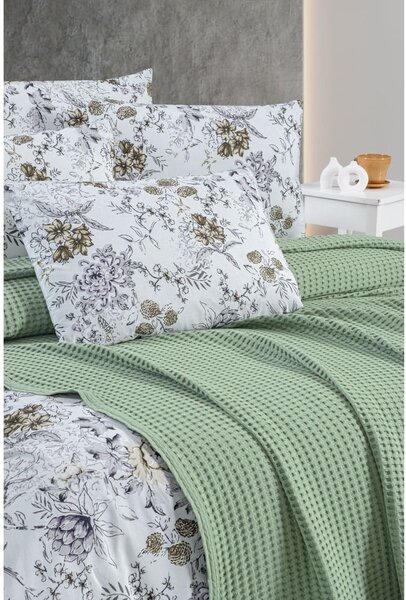 Zelený bavlněný přehoz 220x240 cm Waffle – Mila Home