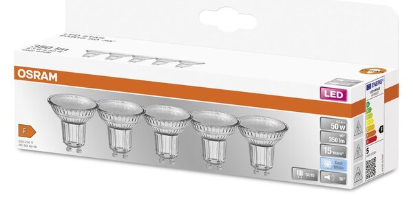 5 ks LED bodovka GU10 4.3 W PAR16 STAR, studená bílá