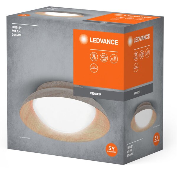 LED stropní svítidlo dřevěné E27 ORBIS MILAN 305mm