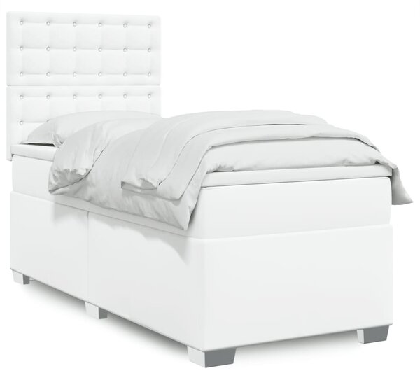 Box spring postel s matrací bílá 80 x 200 cm umělá kůže 3290697