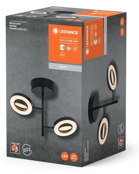 Designové černé LED stropní svítidlo 21 W SATURN, teplá bílá