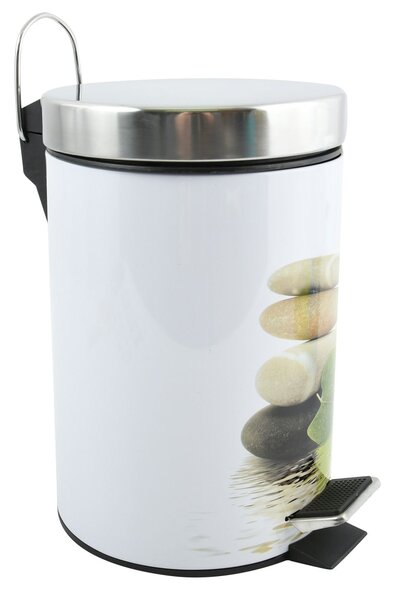 MSV pedálový odpadkový koš FLEURS, ocel s přírodním motivem Stone, 3 L