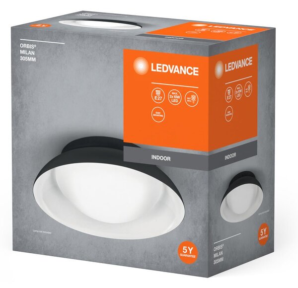 LED stropní svítidlo černé E27 ORBIS MILAN 305mm