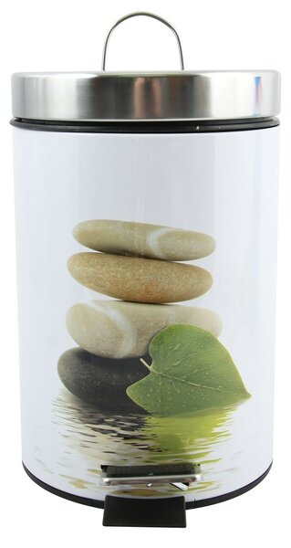 MSV pedálový odpadkový koš FLEURS, ocel s přírodním motivem Stone, 3 L