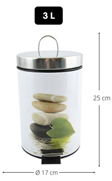 MSV pedálový odpadkový koš FLEURS, ocel s přírodním motivem Stone, 3 L