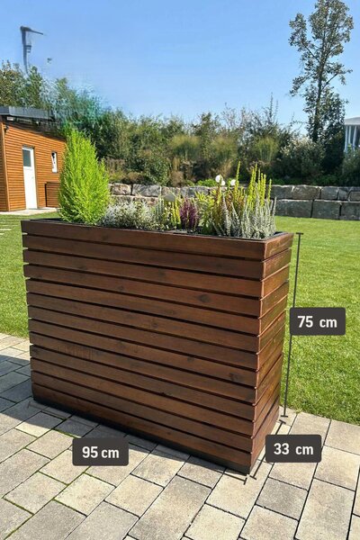 Květináč ELEMENTO, dřevo akácie, šířka 95 cm, hnědý