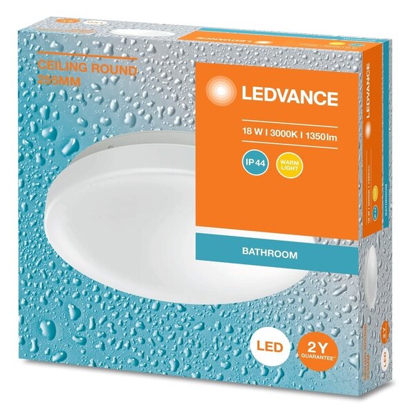Koupelnové LED stropní svítidlo ROUND 255 mm, teplá bílá