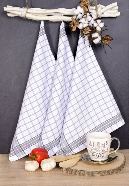 Luxusní kuchyňské utěrky, Grey Set bavlna Komplet 3 ks