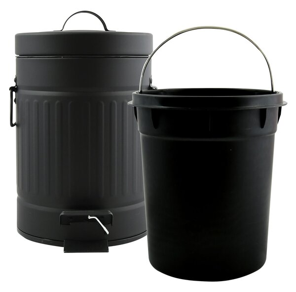 MSV pedálový odpadkový koš HABANA, černá ocel, s úchyty, 3 L