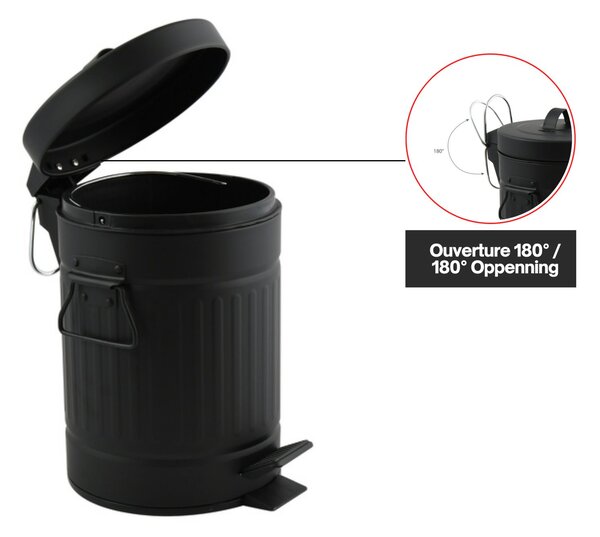 MSV pedálový odpadkový koš HABANA, černá ocel, s úchyty, 3 L