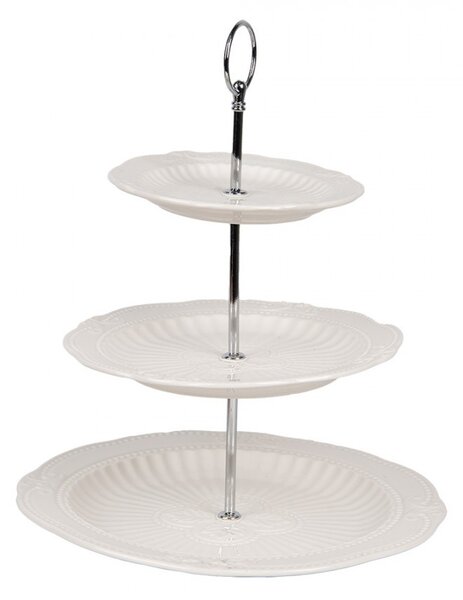 Elegantní 3-patrový porcelánový etažér - Ø 26*31 cm - Clayre & Eef