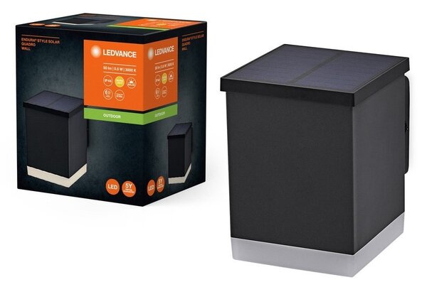 LED nástěnné solární svítidlo IP44 QUADRO, teplá bílá