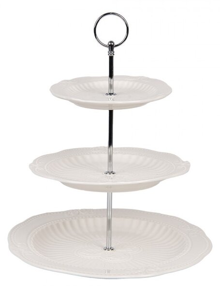 Elegantní 3-patrový porcelánový etažér - Ø 26*31 cm - Clayre & Eef