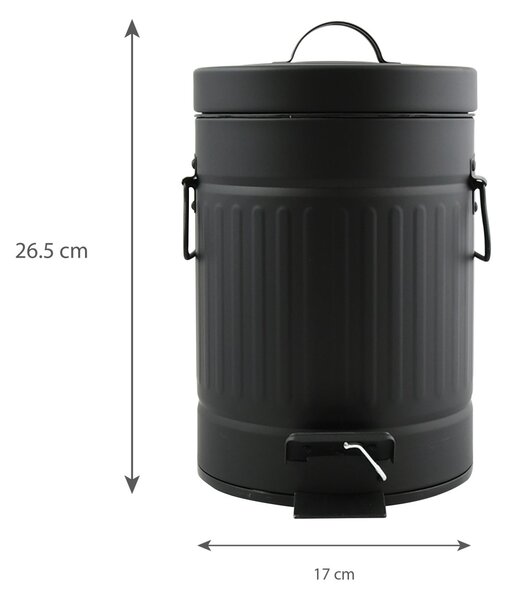 MSV pedálový odpadkový koš HABANA, černá ocel, s úchyty, 3 L