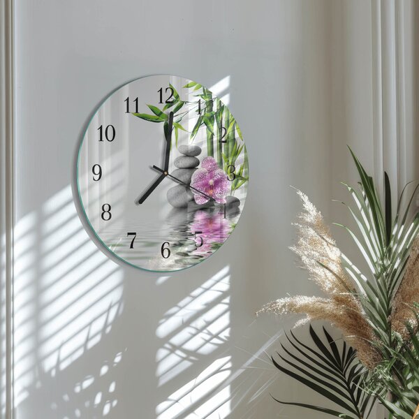 Skleněné nástěnné hodiny Orchidejové kameny zsoc-fi30-00058349