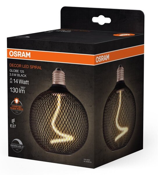 LED stropní světlo E27 GLOBE BLACK, laditelná teplá bílá