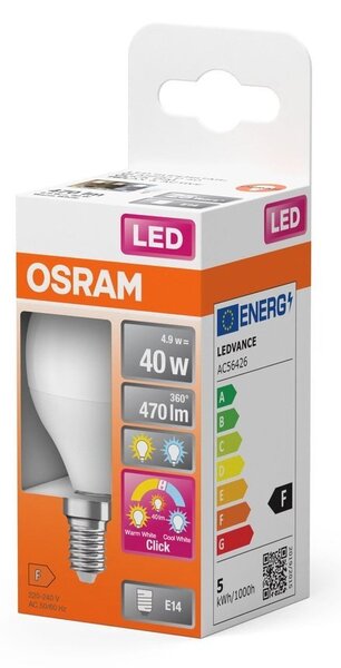 Matná LED žárovka E14 4.9 W, laditelná bílá