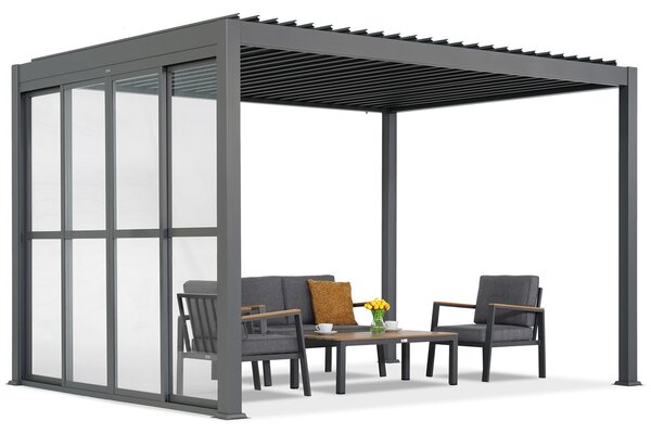 Lagos 3x3 volně stojící terasová pergola s dveřmi na dvou stranách Garden Point antracitová