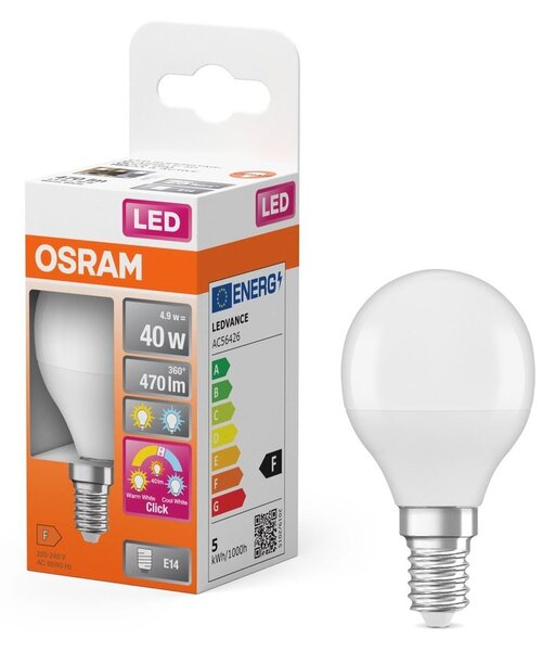 Matná LED žárovka E14 4.9 W, laditelná bílá