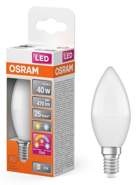 Matná LED žárovka svíčková E14 4.9 W, laditelná bílá