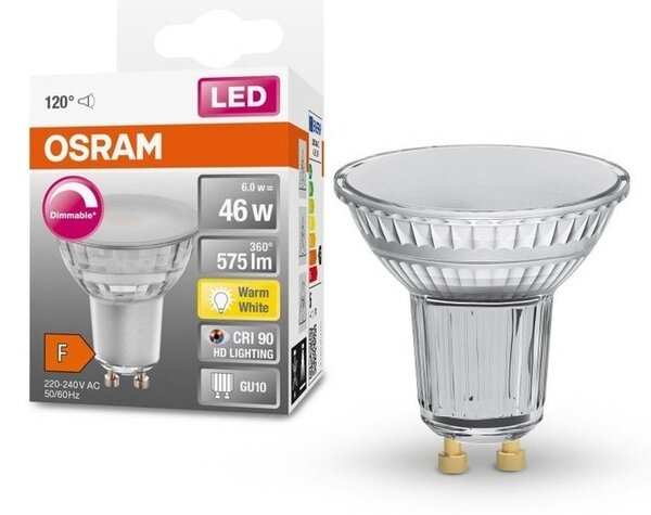 Stmívatelná reflektorová LED bodovka GU10 6 W 2700 K PLUS, teplá bílá
