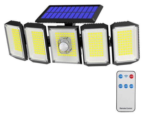 5 panelová otočná 300 LED solární lampa