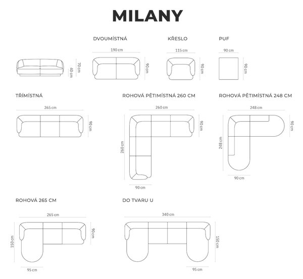 Otoman milany samet světle béžový