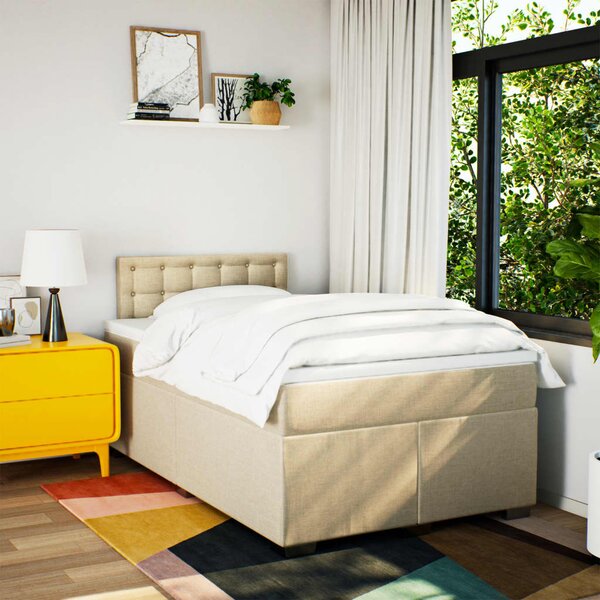 Box spring postel s matrací krémová 120x190 cm textil 3285846
