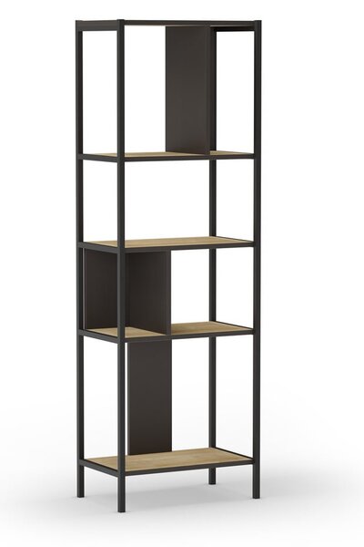 Knihovna v dekoru dubu v černo-přírodní barvě 58x175 cm Alabama – Marckeric