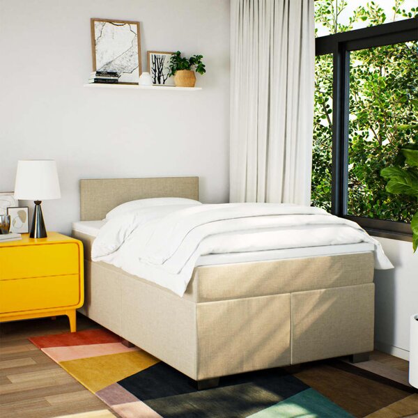 Box spring postel s matrací krémová 120x190 cm textil 3285825