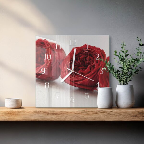 Skleněné hodiny Květiny zskb-30x30-00087106