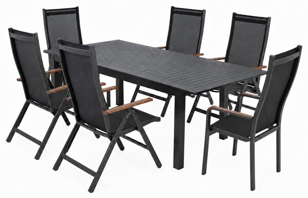 Doppler EXPERT antracit Wood Plus - zahradní hliníková sedací souprava 4+2+1