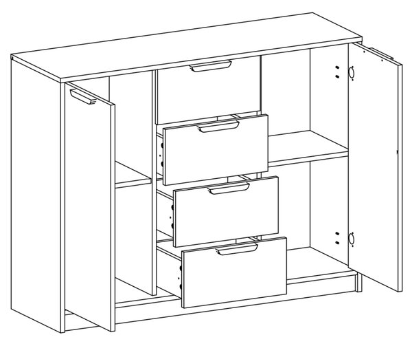 Komoda CANYON CN6 dub artisan/bílá