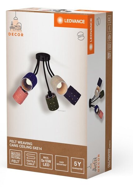 Dekorativní stropní svítidlo 5 x E14 WEAVING CANS
