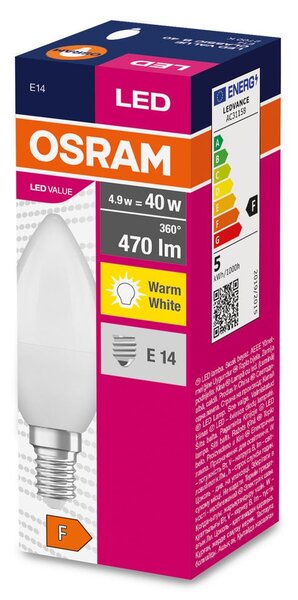 Matná LED žárovka E14 4.9 W 470 lm CLASSIC B, teplá bílá