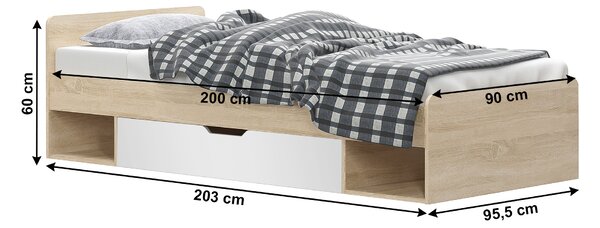 Jednolůžková postel 90 cm Thornham 1S/90 (dub sonoma + bílá) (s úl. prostorem)