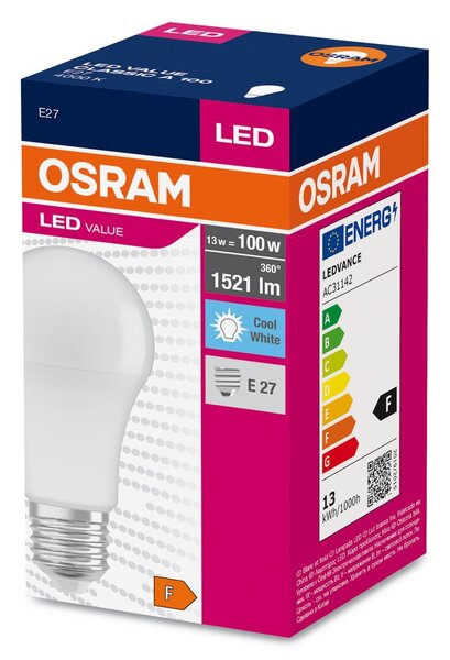 Matná LED žárovka E27 13 W CLASSIC A, studená bílá (100 W)