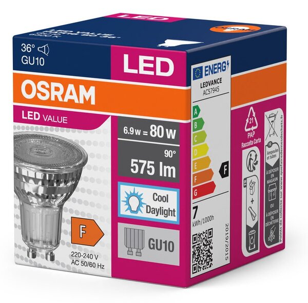 LED bodovka GU10 6.9 W 575 lm PAR16 VALUE, studená denní bílá