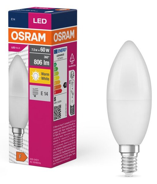 Matná LED žárovka E14 7 W CLASSIC B, teplá bílá